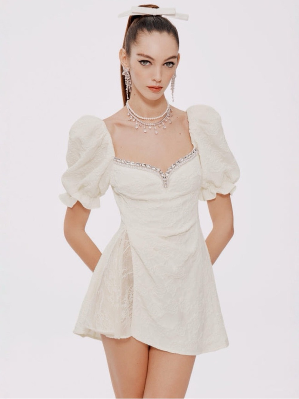 Nana Jacqueline Ysabella Dress in White Small